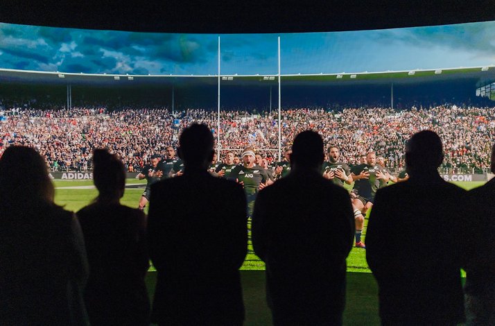 Visitors of a private tour watching a powerful haka ceremonial dance performed up close