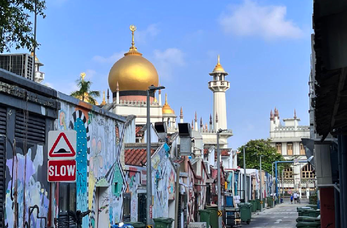 Photo featuring the iconic Sultan Mosque, a National Monument of Singapore located in the historic Kampong Glam district. 