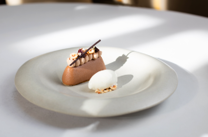 Chef Maurizio's chocolate mousse from the eight-course menu