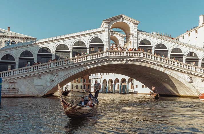 The view on Rialto Bridge in Venice, Italy