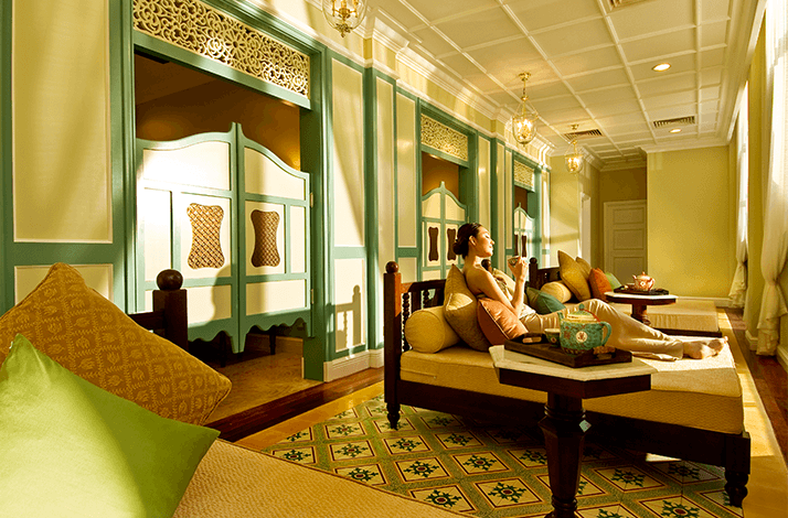 Relaxation lounge at The Majestic Malacca, a 5-star hotel in Malacca, Malaysia.
