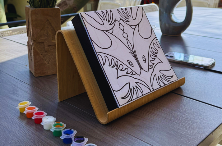 Personalized spirit animal sketch and paint set prepared for a Zapotec art workshop session.