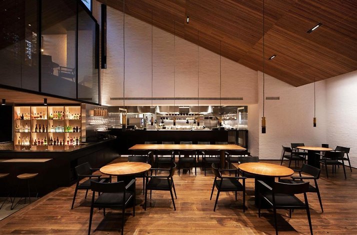 Leo - La Sala de Leo — the main dining room, dark with high ceilings and contemporary style
