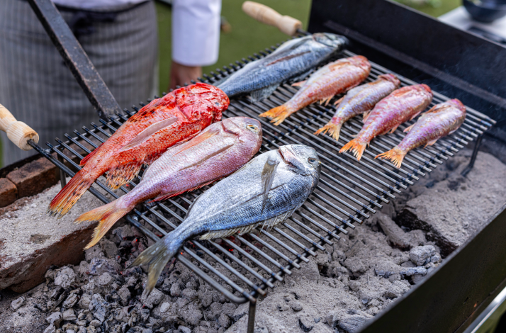 Dalmatian fish on a grill.