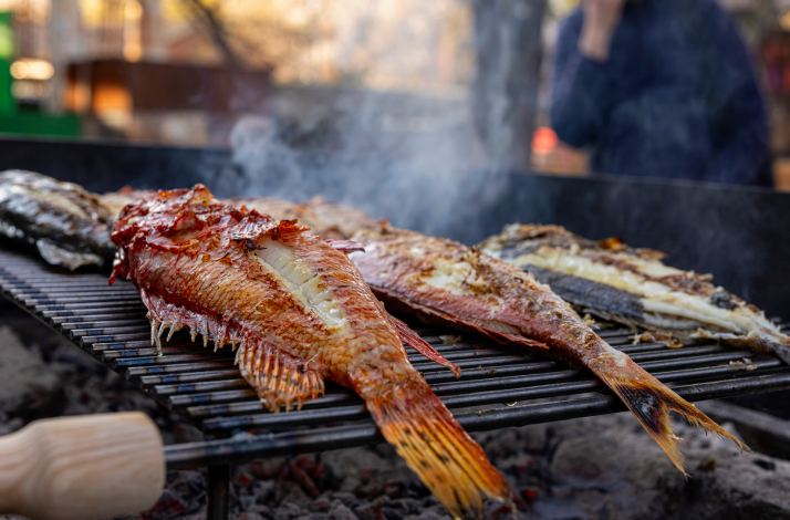Dalmatian fish on a grill.