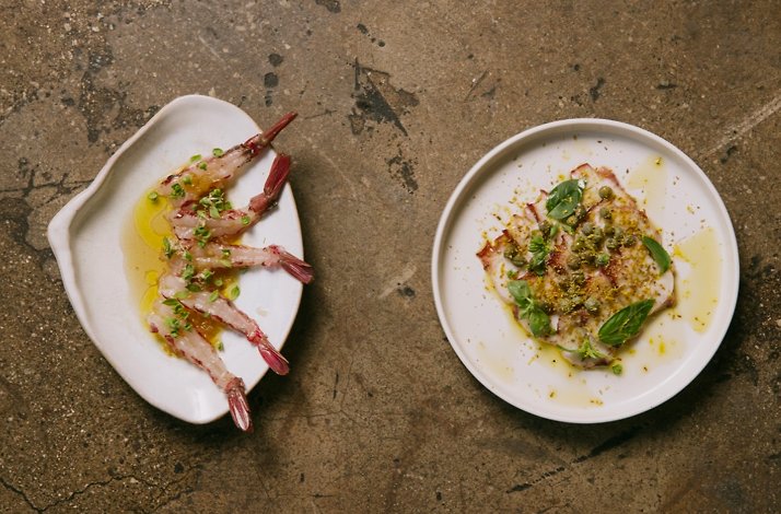 Dishes served at Crudo e Nudo.