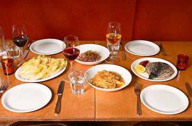 Selection of Italian dishes served for guests at Ètra.
