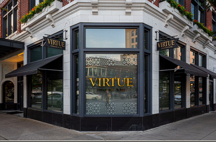 View at Virtue Restaurant from the street.