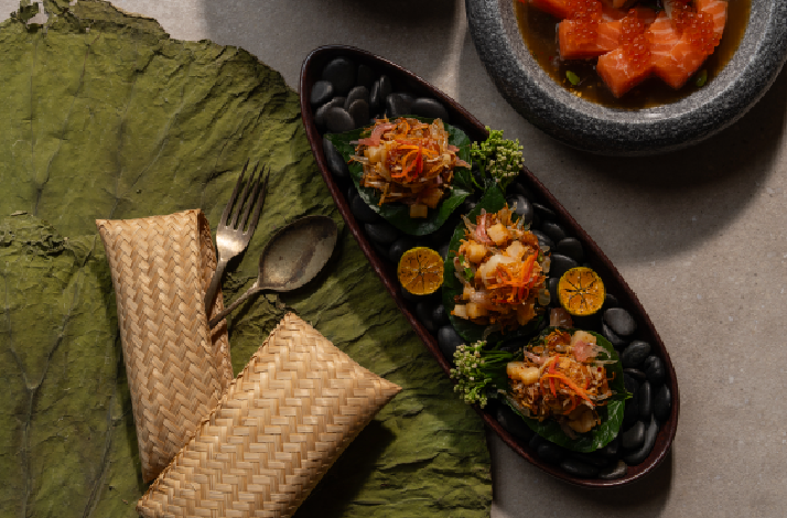 Traditional Thai appetizers served in Thai dining concept.