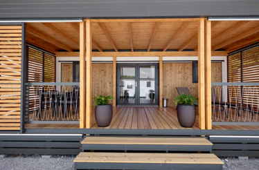 Modern mobile home porch at Camping Plitvice.