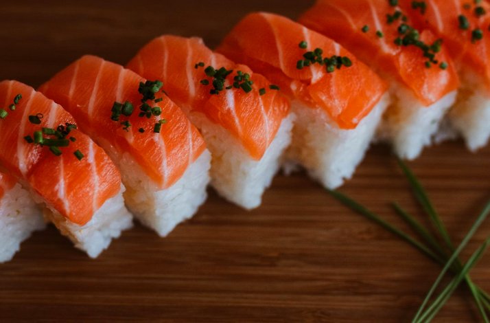 Pressed Salmon Sushi, traditionally known as oshizushi, a signature item at Zen Sushi.