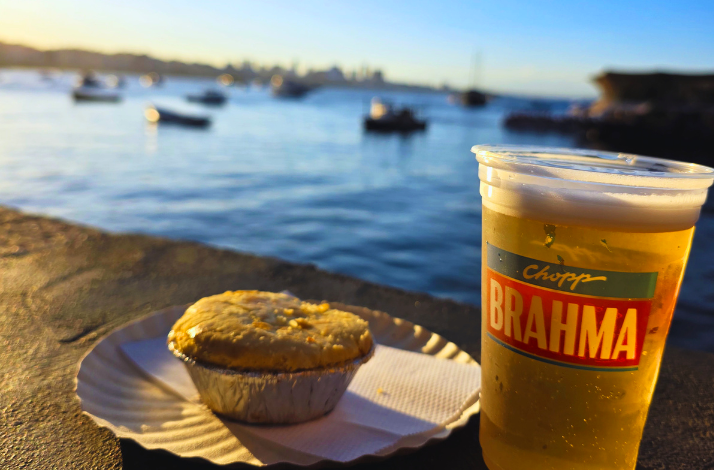 Local traditional treat with a glass of local brazilian beer in Rio de Janeiro.