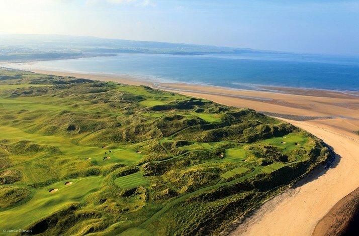 The golf course by the beach of Southwest Ireland.