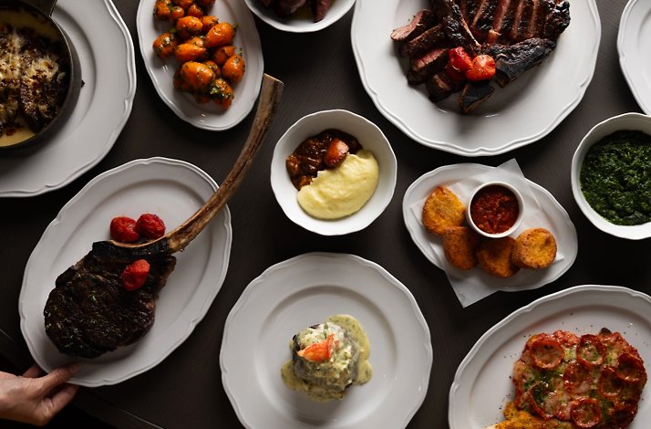 A spread of dishes from The Vermilion Club in Boston, MA.