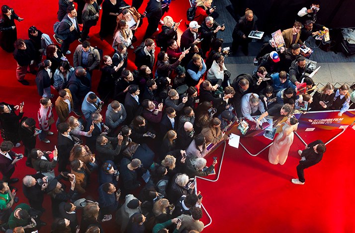 A view on the red carpet of BFI London Film Festival  with stars and journalists.