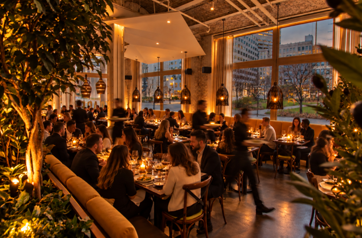 Dining area of restaurant Trade.