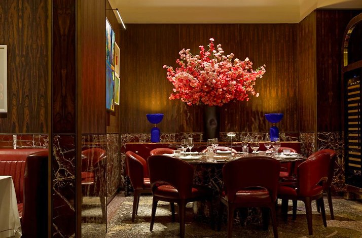 The dining room inside Sammarco, an upscale Italian steakhouse located in Toronto, Canada.