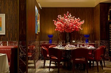 The dining room inside Sammarco, an upscale Italian steakhouse located in Toronto, Canada.
