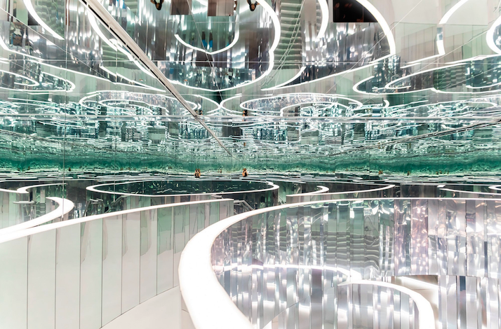 Es Devlin's Forest of Us mirrored maze installation inside Superblue Miami.